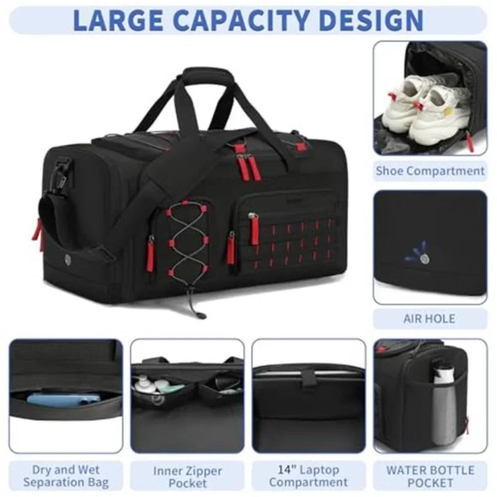 Gym Bag Travel Duffle Sports Bag Men Women Weekender Backpack Shoe Compartment
